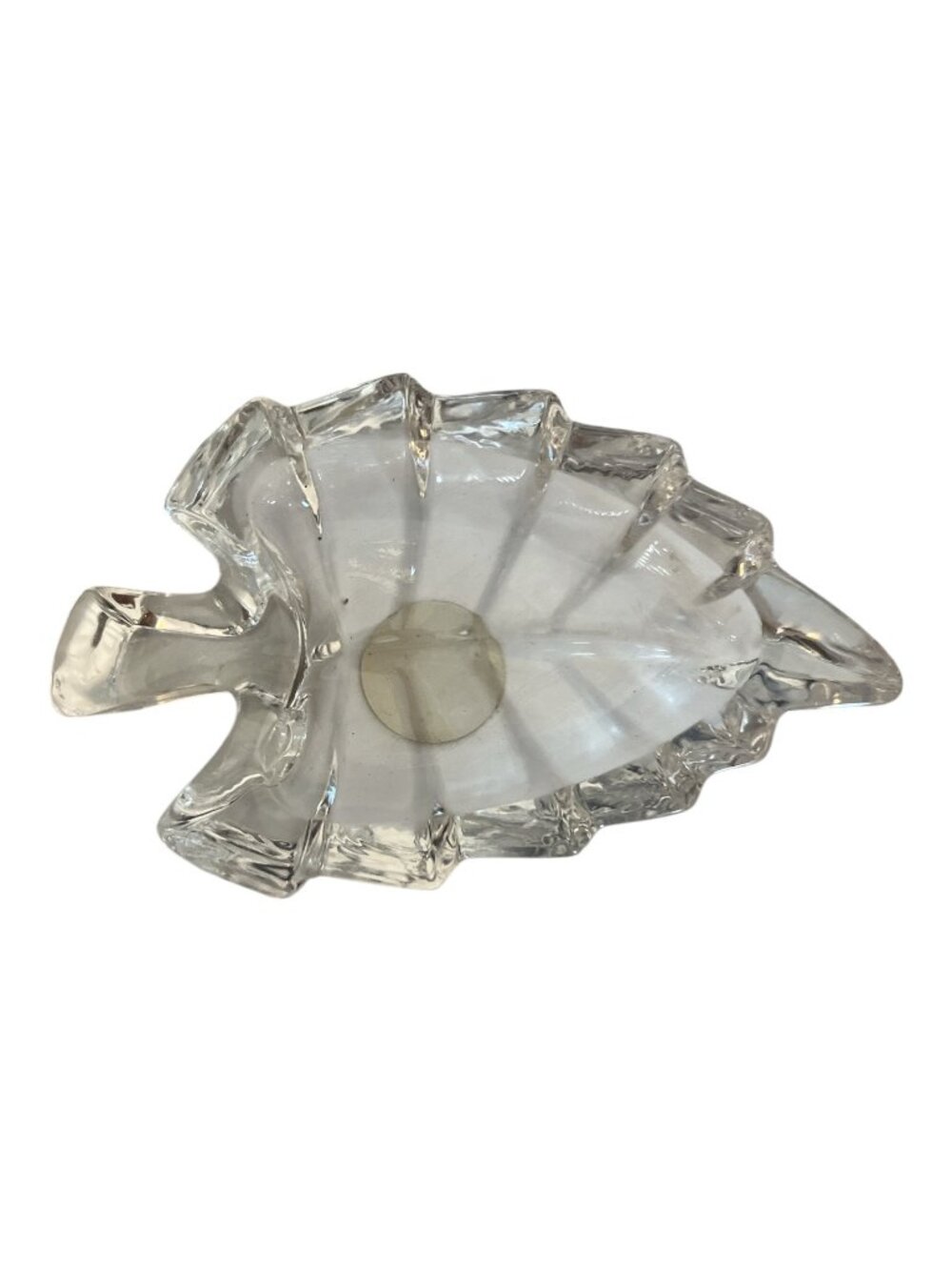 Vintage 24% Lead Crystal Leaf Ring Dish Mini Trinket Bowl 3.5" Original Box